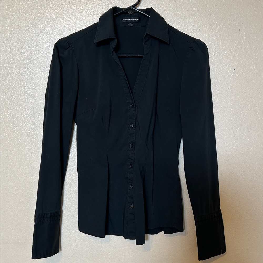 Express Black Button-Down Blouse